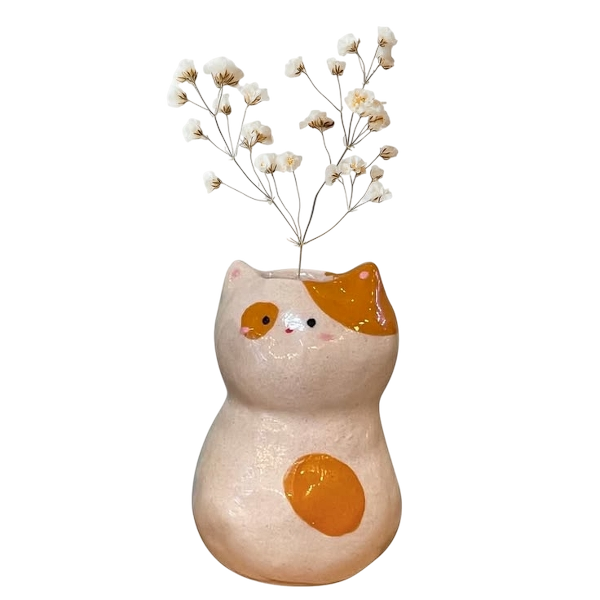 Small Ceramic Cat Flower Vase